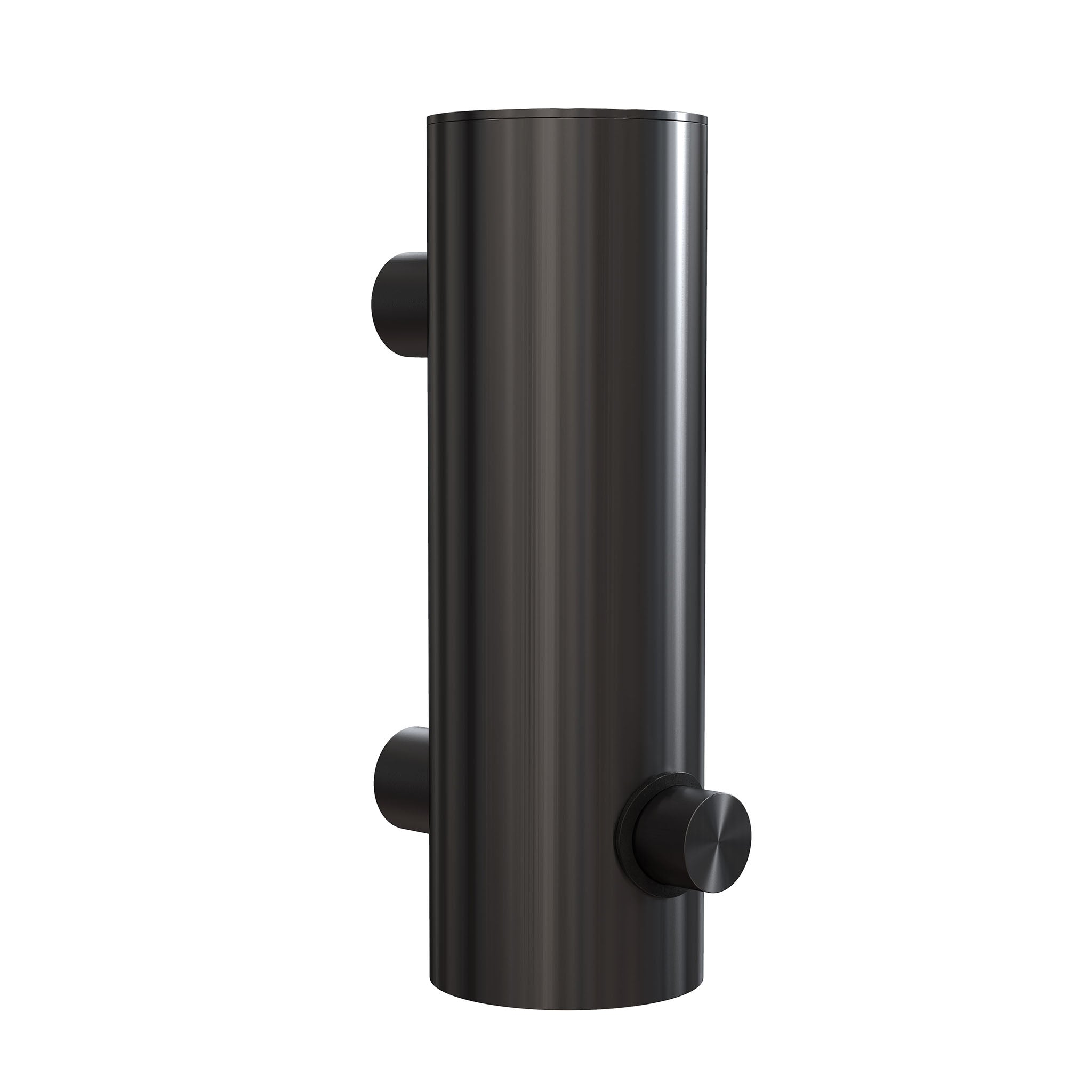 Wandmontierter Seifenspender in gebürstetem Schwarz – minimalistisches Design für stilvolle Badezimmer von Frost Denmark.