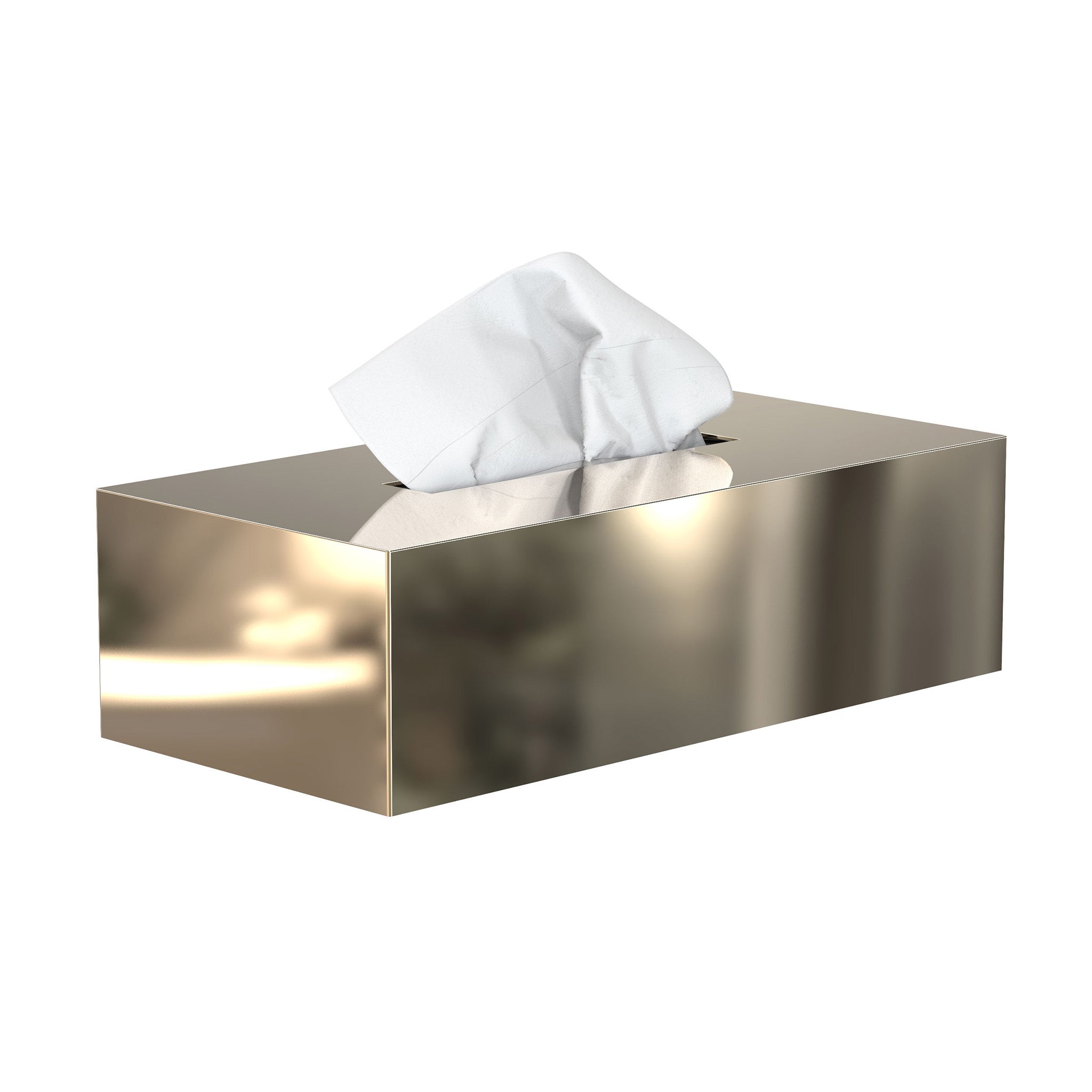Luxuriöse Papiertuchbox in poliertem Gold – eleganter Akzent für besondere Badezimmer von Frost Denmark.