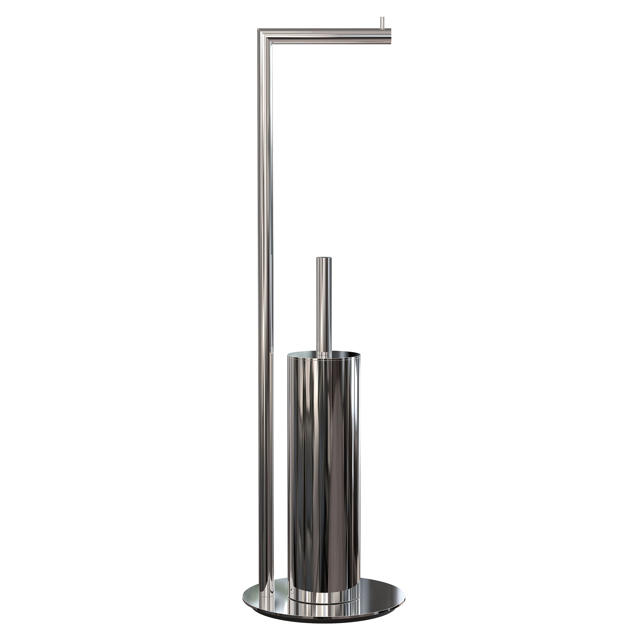 Freistehende WC-Bürste mit Papierhalter in Edelstahl poliert aus der Nova2 Kollektion von Frost Denmark – elegantes skandinavisches Design für moderne Badezimmer.