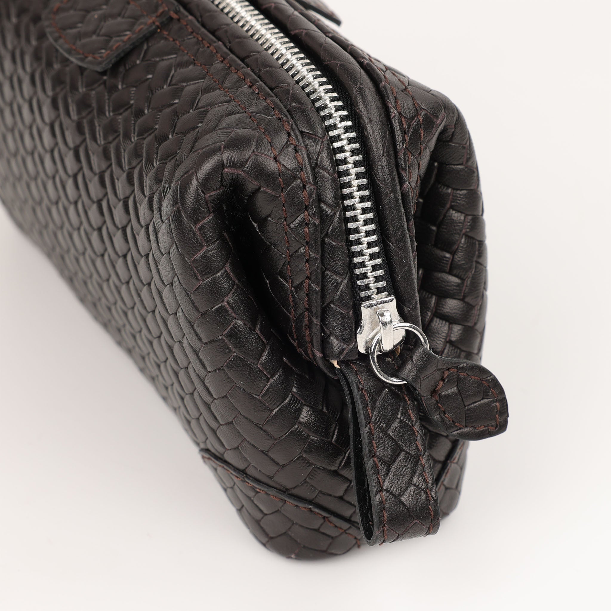 Trousse de maquillage Souricière (S) - tressé brun foncé