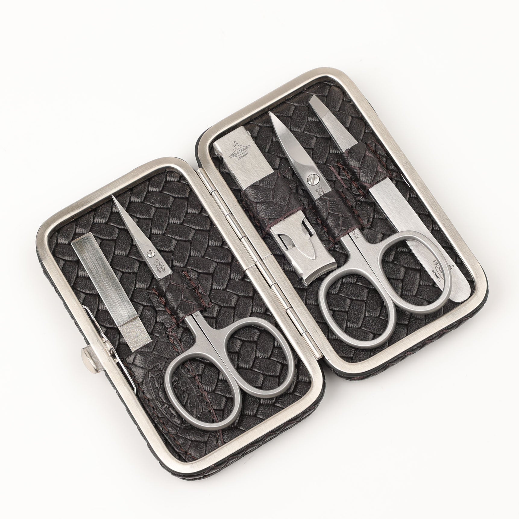 Small Manicure Case 5-Piece - Frame (M) - Dark Brown Braided