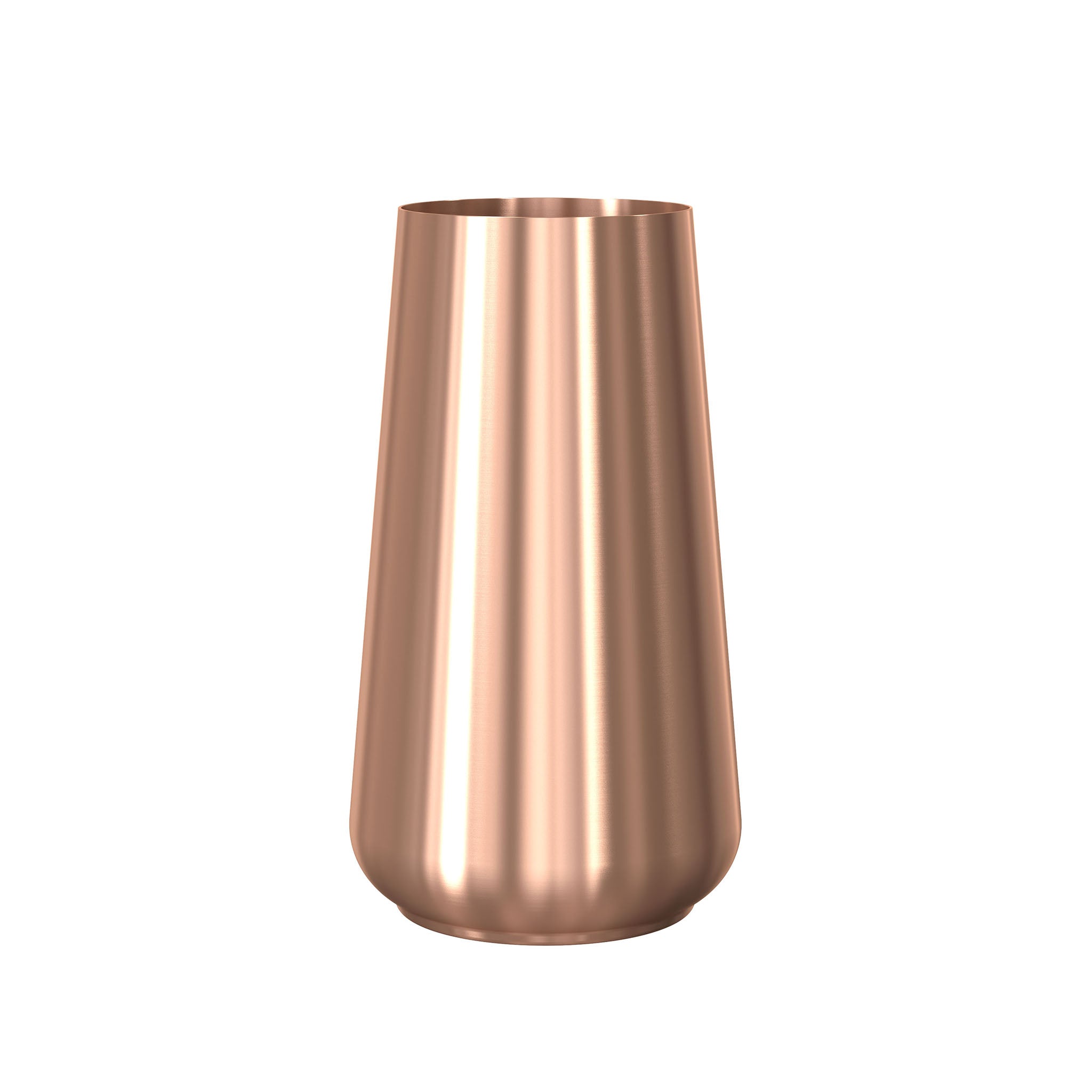 Rondo Designvase in gebürstetem Kupfer von Frost Denmark – stilvoll, dezent und modern zugleich.