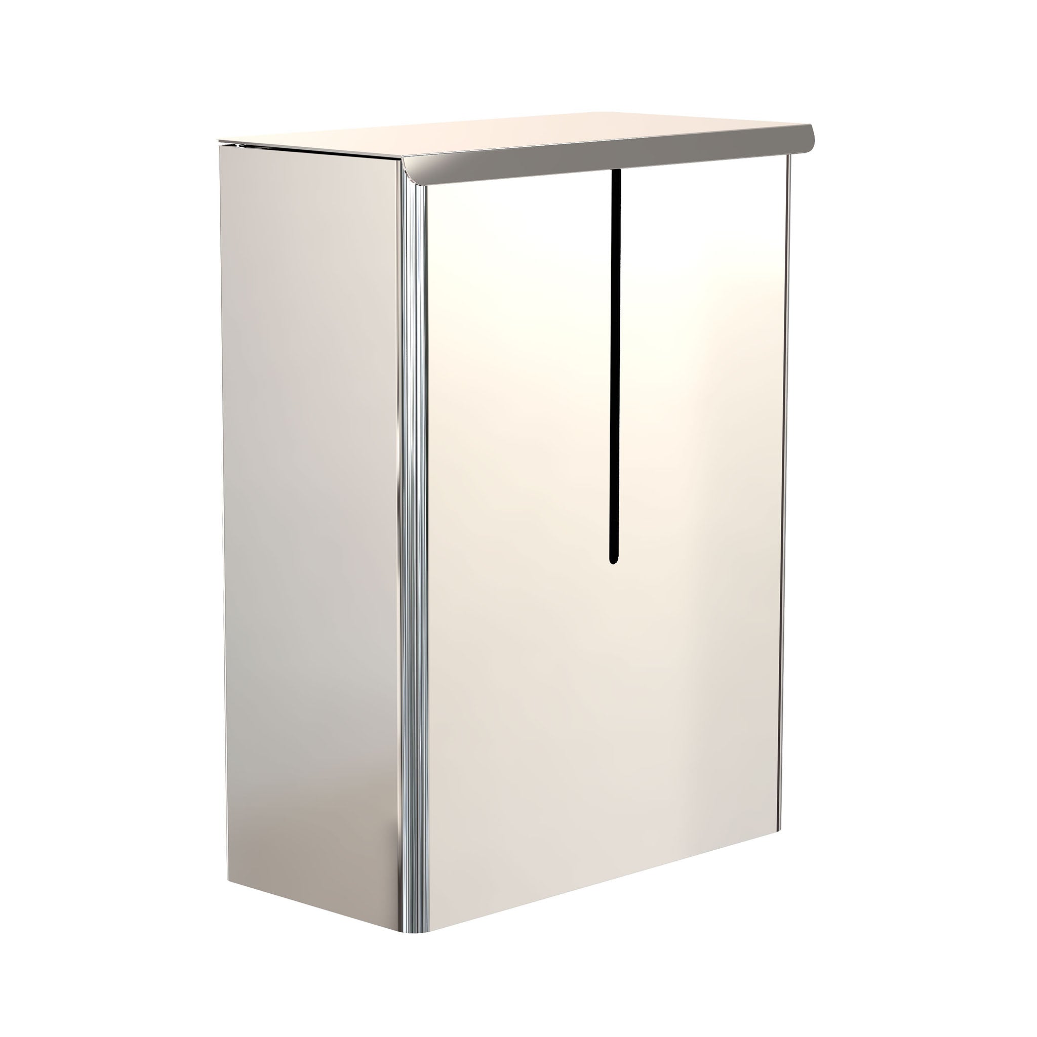 Frost Denmark Badeimer 1974-2 zur Wandmontage in poliertem Edelstahl – eleganter Abfalleimer mit Deckel.