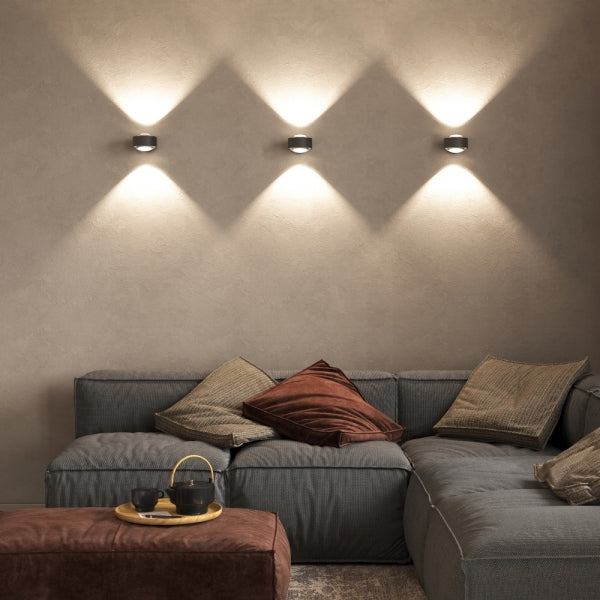 PUK Maxx Wall Leuchte in mattem Anthrazit, dezentes Design, flexible Lichtanpassung, 2 x 12 Watt LED für indirekte Beleuchtung