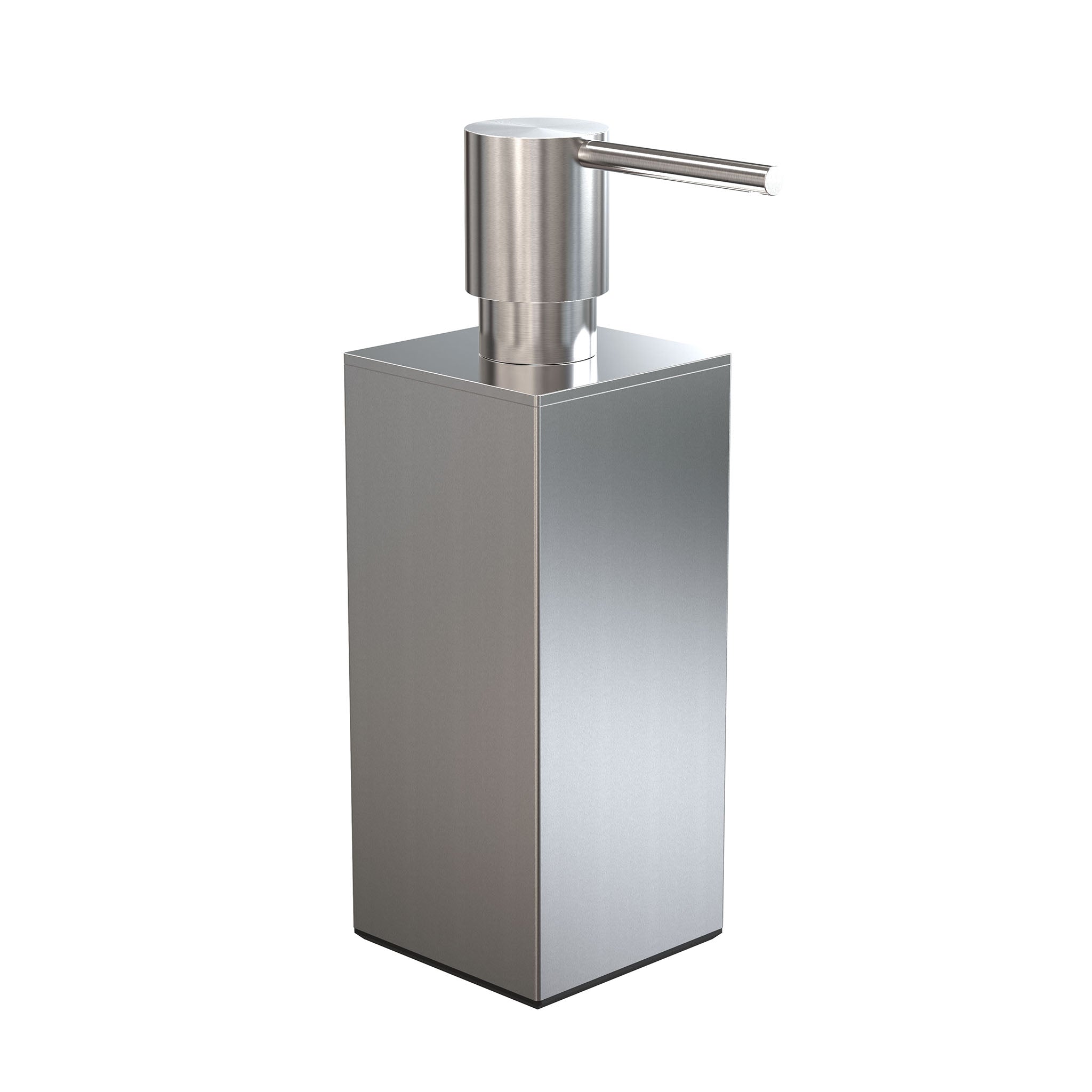 Quadra Seifenspender in gebürstetem Edelstahl von Frost Denmark – minimalistisches Design mit klaren Linien und 170 ml Fassungsvermögen.