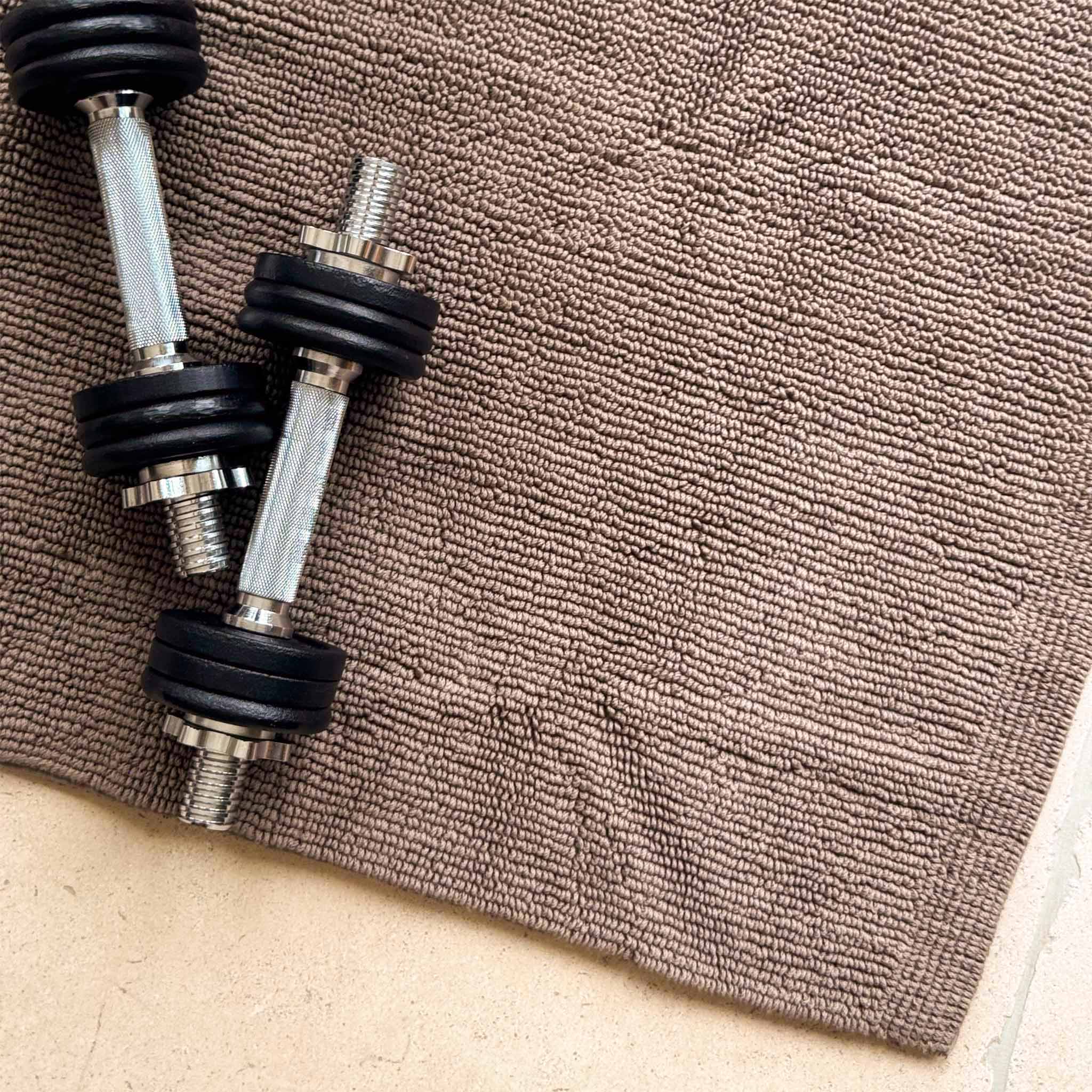 Taupefarbener Badvorleger mit Hanteln-Rhomtuft Serie Pur-angenehm weich-beidseitig verwendbar-langlebige Qualität