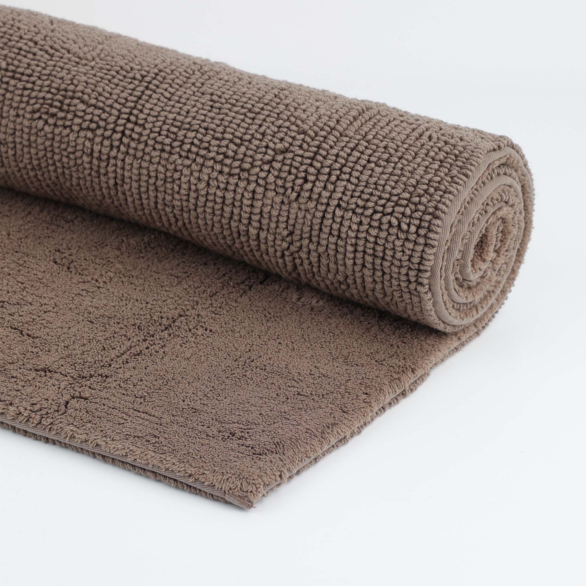 Weicher Badteppich in Taupe-Rhomtuft Serie Pur-Reine Baumwolle-beidseitig verwendbar-langlebige Qualität-Spa für Zuhause