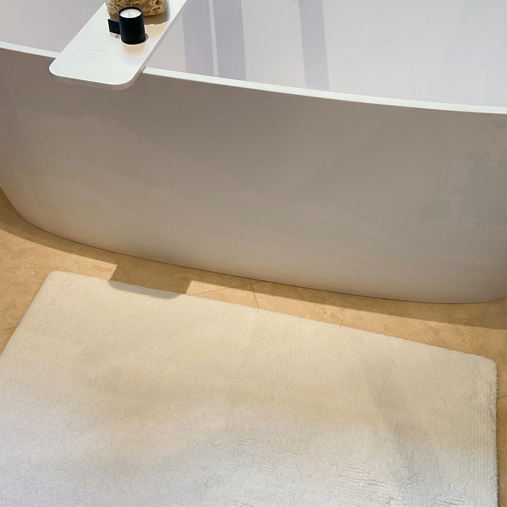 Weißer Badteppich-Rhomtuft Pur-traumhaft weich-langlebiger Wendeteppich-Beste Baumwollqualität-Täglich ein angenehmes Gefühl an den Füssen