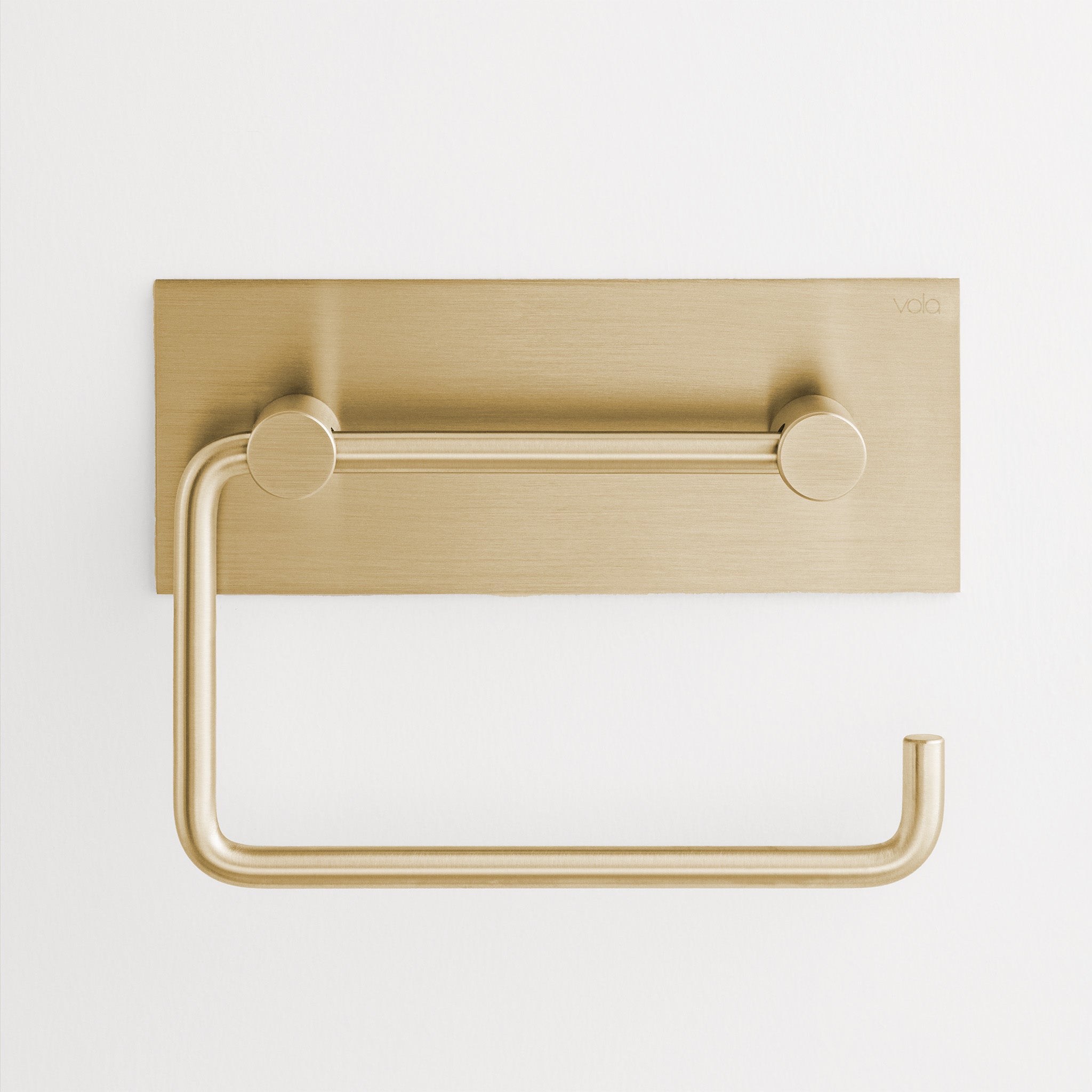 Gold gebürsteter WC-Rollenhalter von Vola – eleganter Akzent fürs Gäste-WC, Artikelnummer T12-70