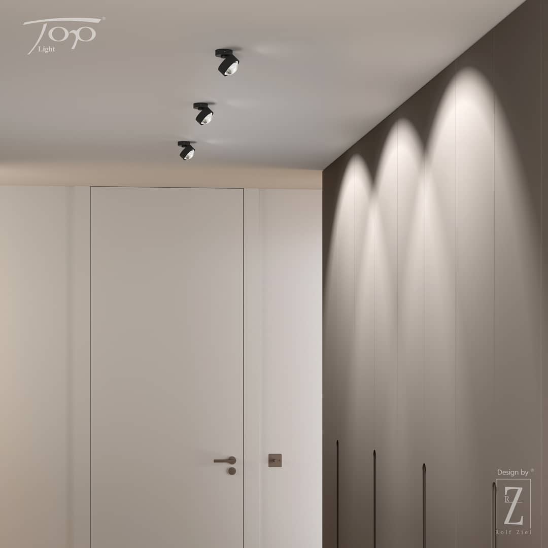 Top Light Puk Mini Move LED-Deckenlampe in Schwarz matt - dimmbares Design, 360° drehbarer und 50° schwenkbarer Deckenstrahler für präzise Ausleuchtung und stimmungsvolle Atmosphäre.