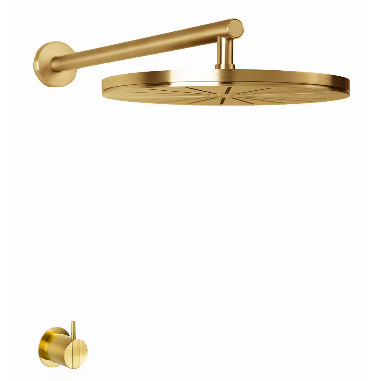 Vola Duschset 2261 in Gold gebürstet – exklusives Duschsystem mit goldener PVD-Oberfläche und präziser dänischer Handwerkskunst.