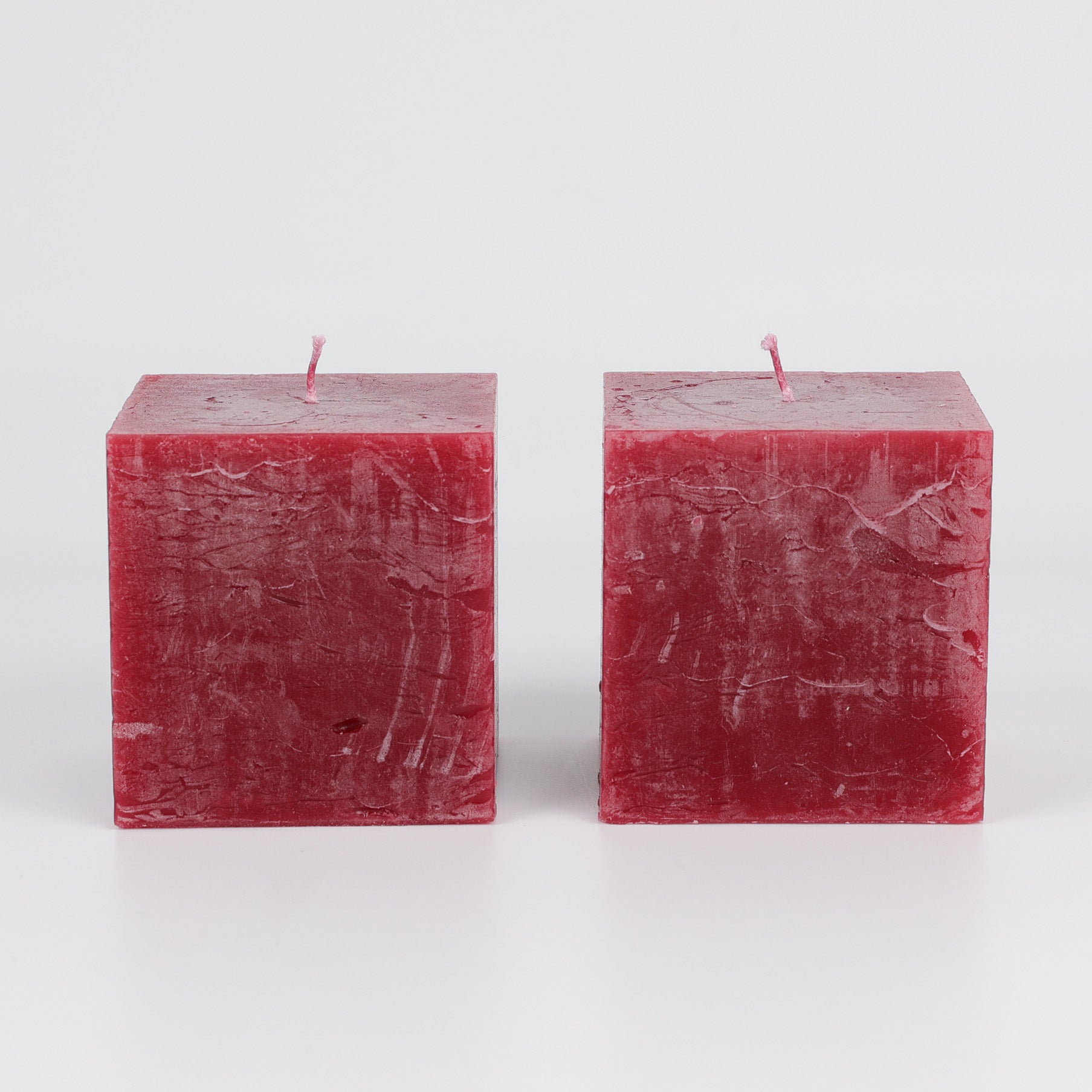 2 Stück hochwertig durchgefärbte Kerzen in Würfelform-Decor Walther-passend zu Brick Kerzenhalter-Farbe Weinrot-ohne Kerzenhalter