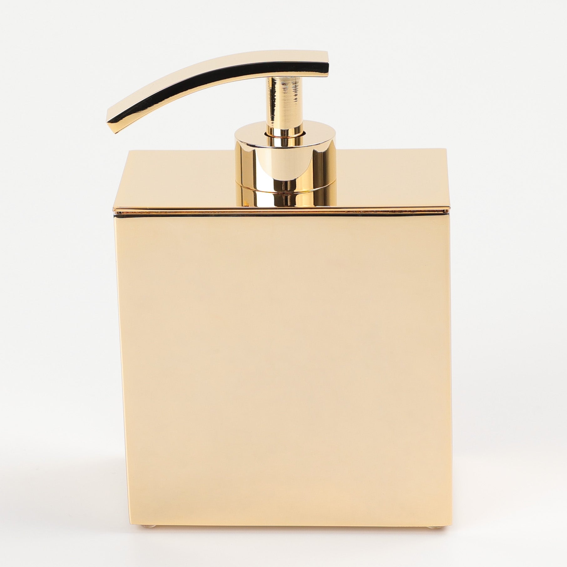 Frontansicht des Windisch 90101 O Seifenspenders in 24-Karat-Gold-Optik, modernes Design, ideal für elegante Badezimmer und Gäste-WCs