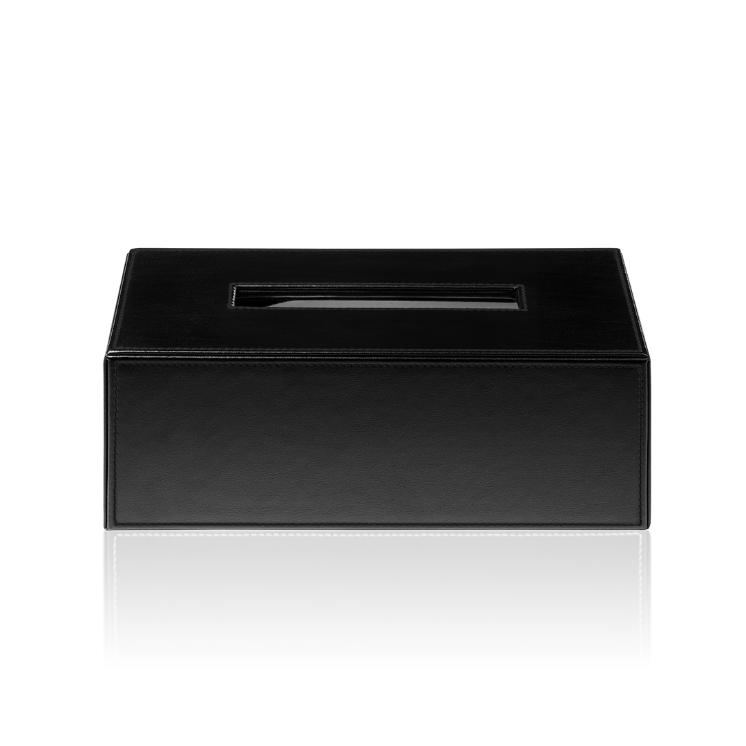 Decor Walther Brownie KB 40 Tissuebox rechteckig veganes Kunstleder Schwarz Lederoptik