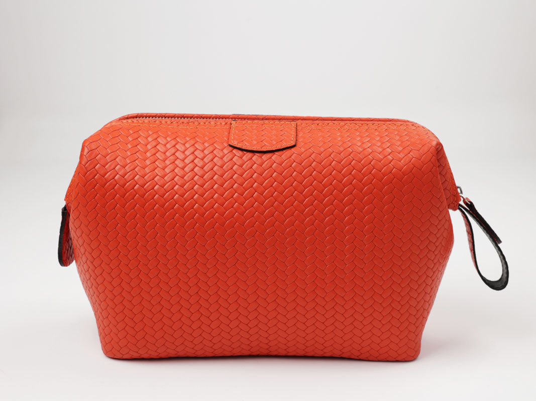 Kulturbeutel mit Froschmaul flecht orange