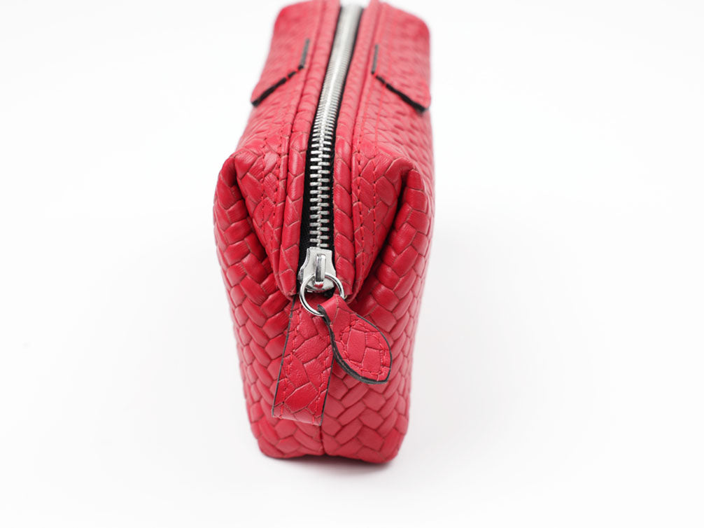 Kometiktasche mit Bügel - S - flecht rot