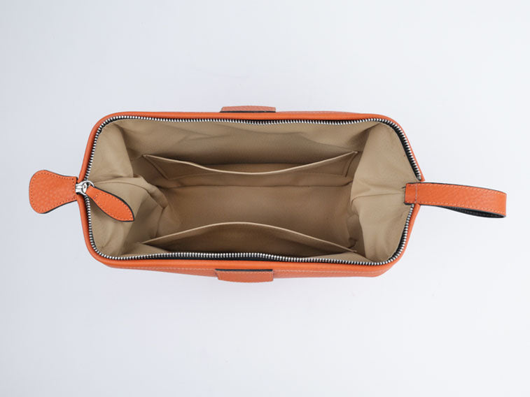 Kulturtasche mit Bügel - L - hoch - orange
