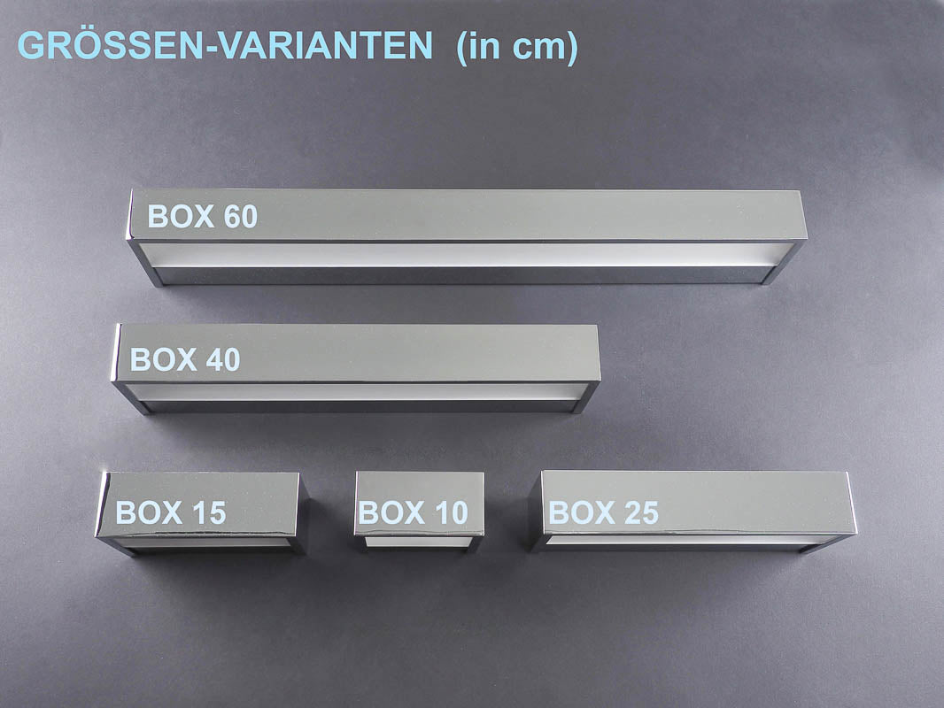 Längen - Variantenvergleich der BOX Leuchten