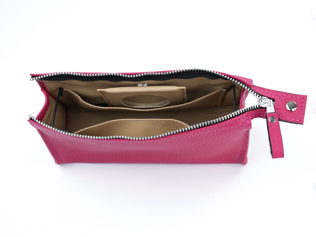 Kosmetiktasche mit Spiegel - fuchsia