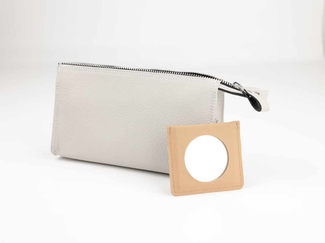 Kosmetiktasche mit Spiegel - zement