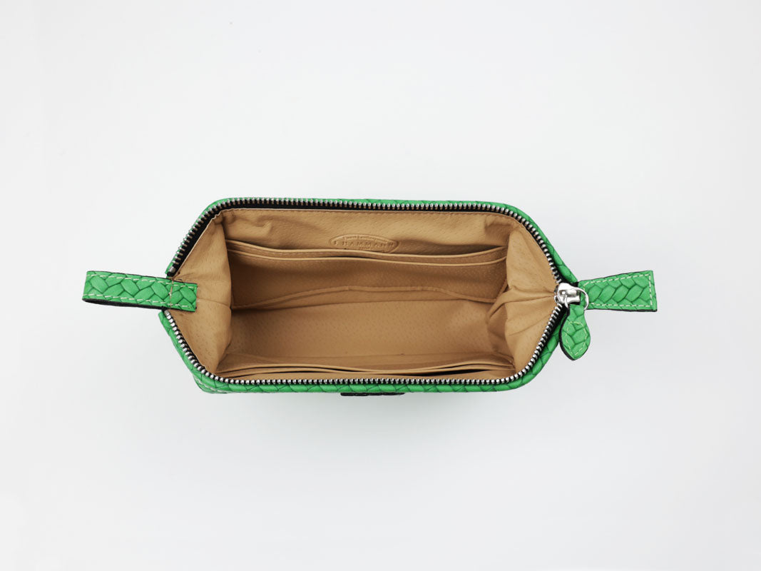 Kometiktasche mit Bügel - S - flecht grün