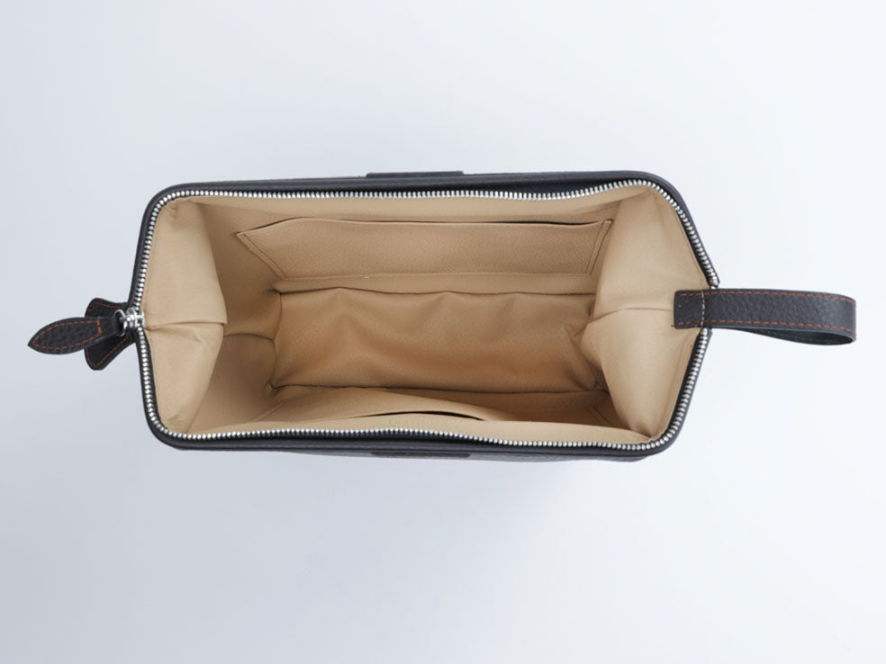 Kulturtasche mit Bügel - L - hoch - darkbrown