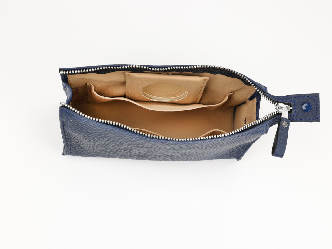 Kosmetiktasche mit Spiegel - dunkelblau