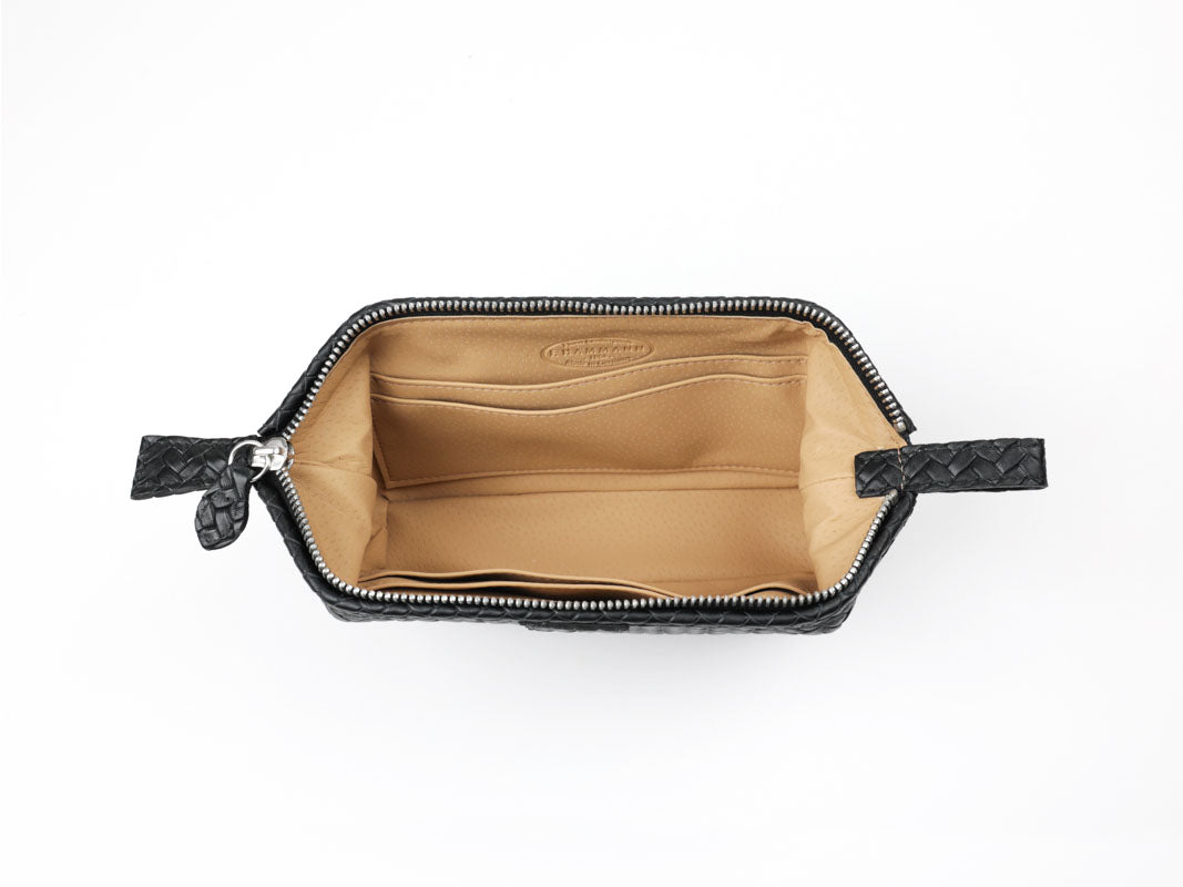 Kometiktasche mit Bügel - S - flecht schwarz