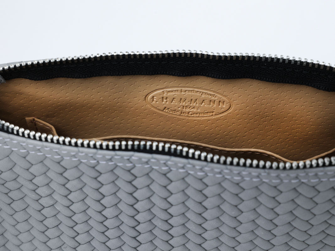 Kosmetiktasche mit Spiegel - flecht-grau