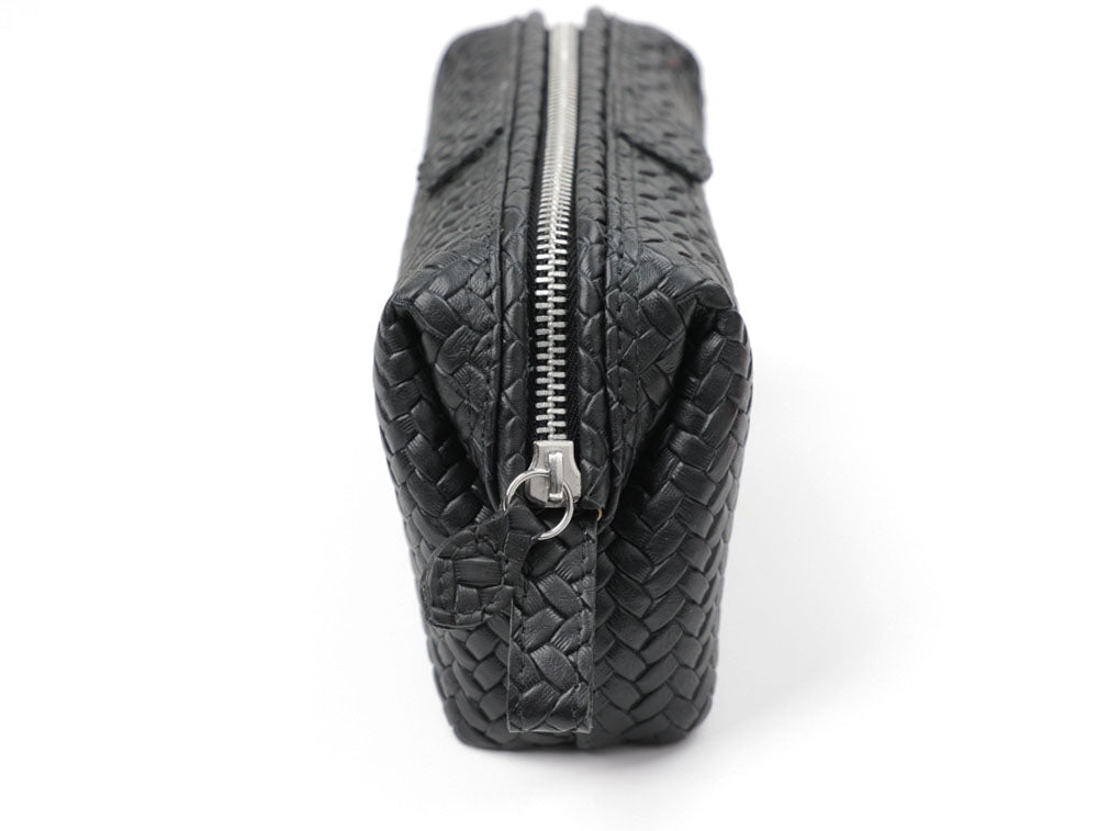 Kometiktasche mit Bügel - S - flecht schwarz