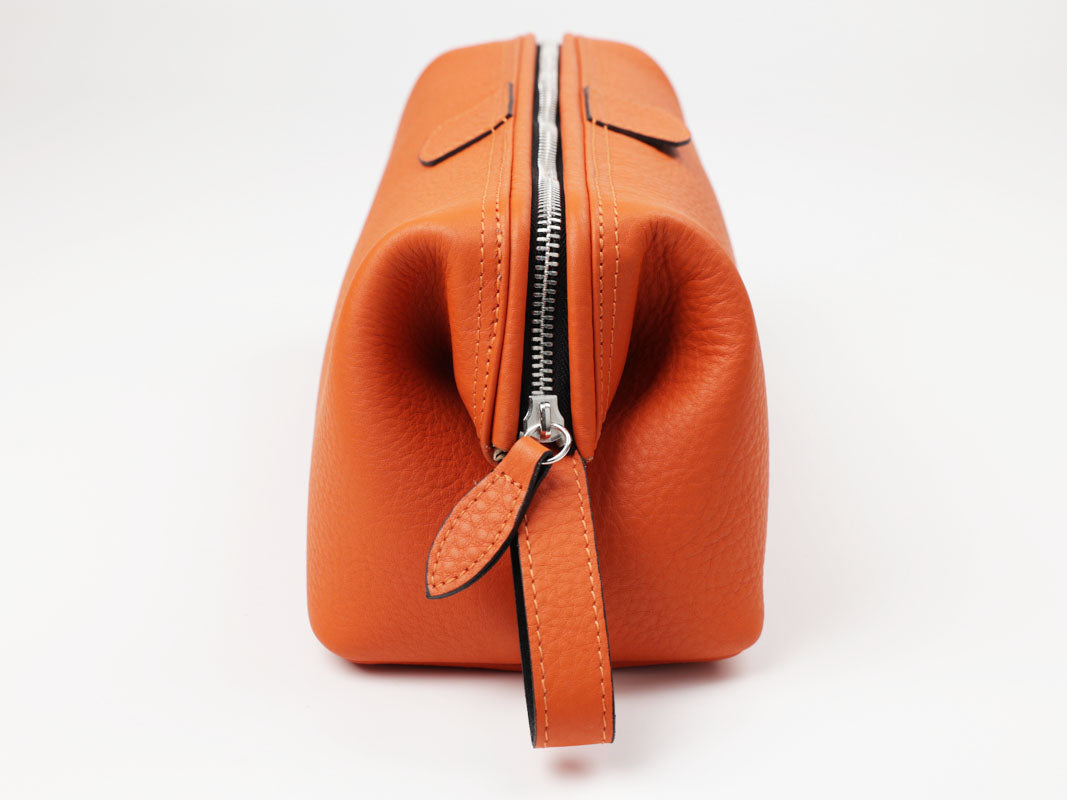 Kulturtasche mit Bügel - L - flach - orange