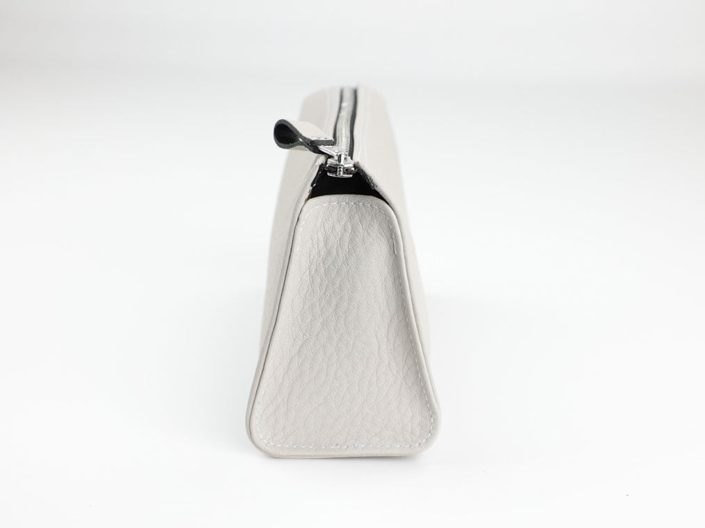 Leder Kosmetiktasche hellgrau