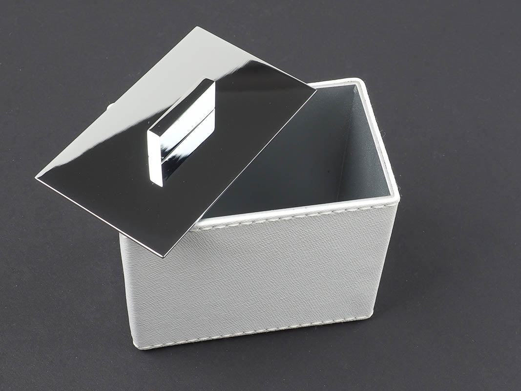 Wattebällchenbehälter WINDISCH Leder weiß