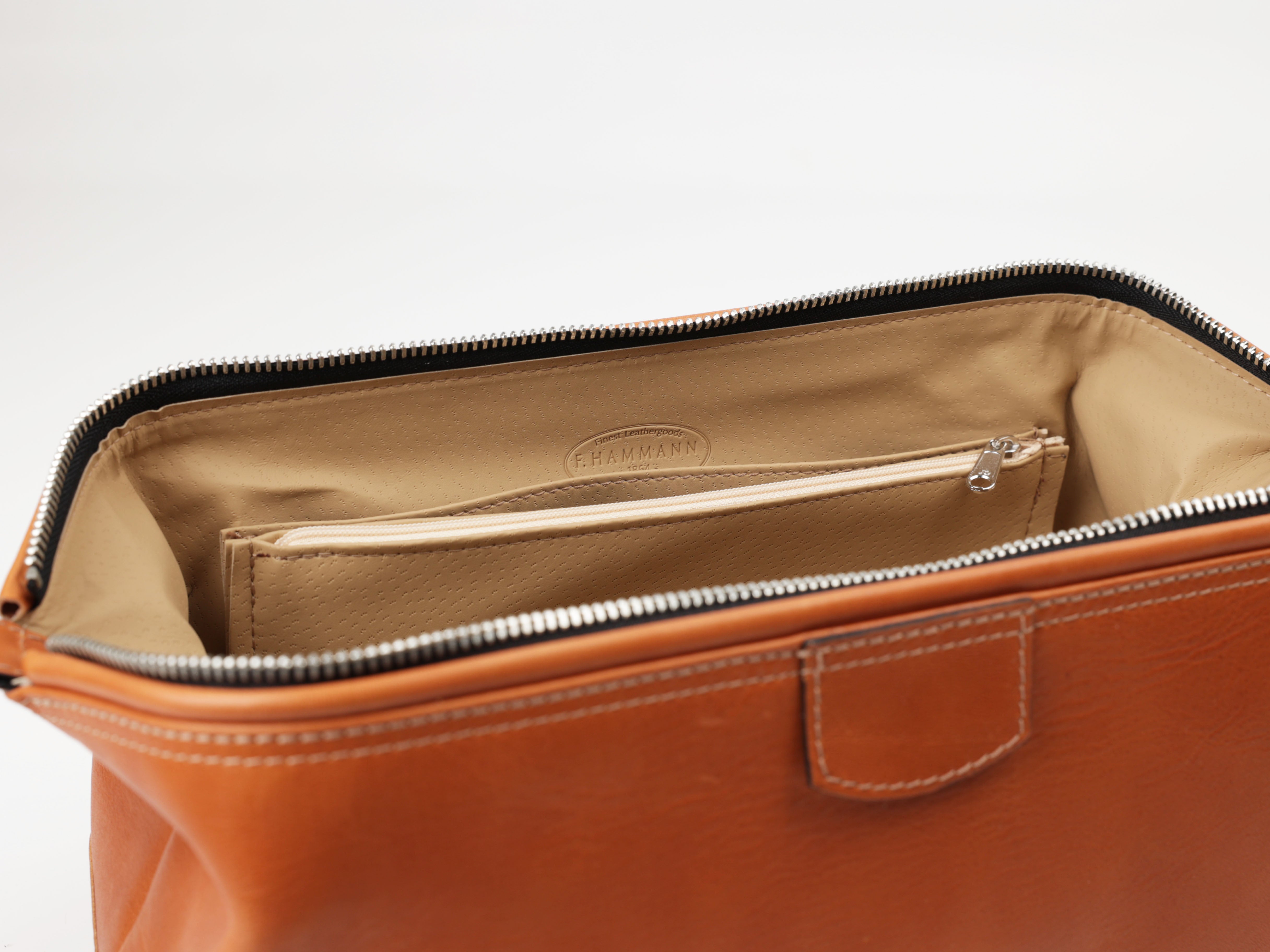 Kulturtasche mit Bügel - L - flach - coxorange