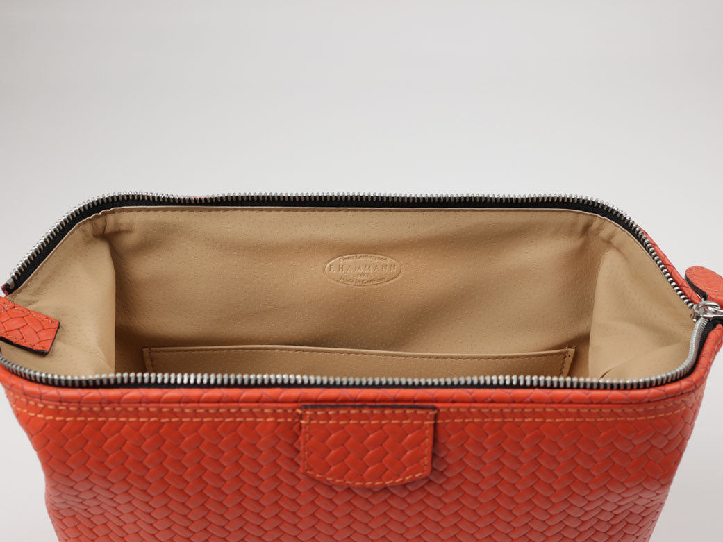 Kulturtasche mit Bügel - L - hoch - flecht orange