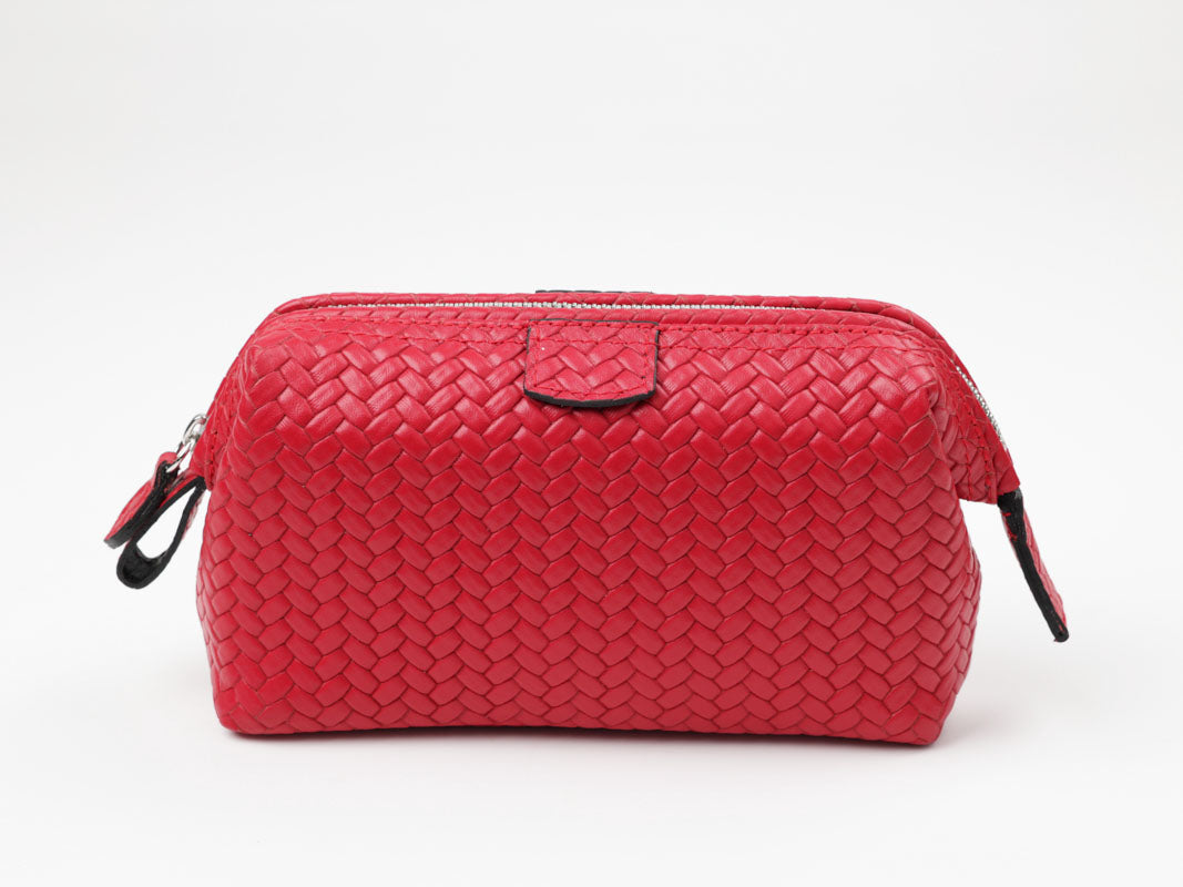 Ledertasche in flechtrot