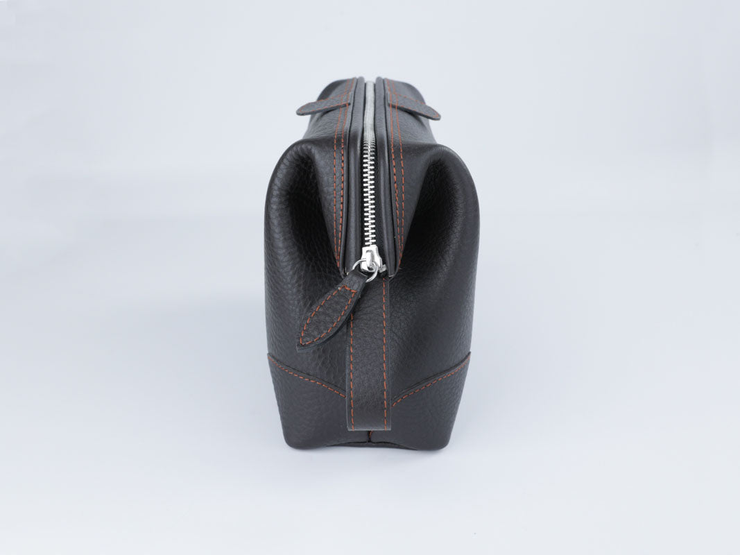 Kulturtasche mit Bügel - L - hoch - darkbrown