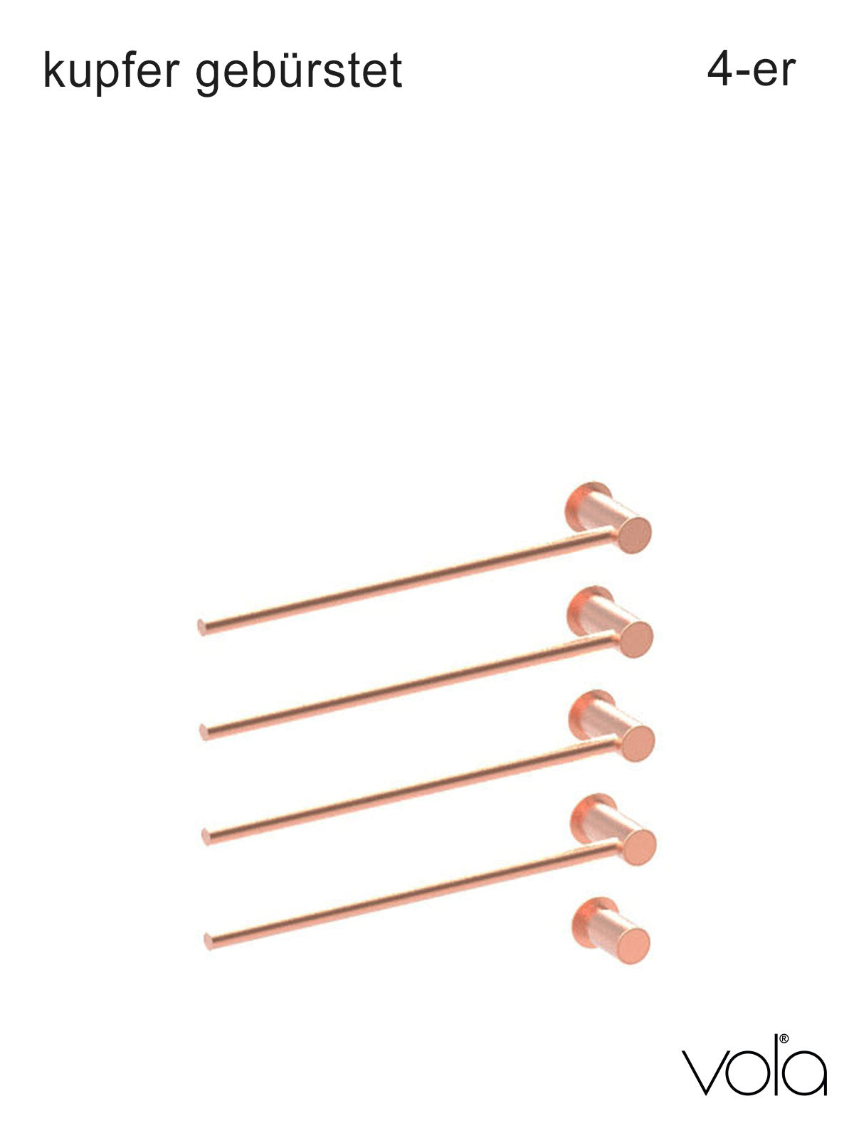 Vola towel warmer T39EL 4 64 brushed copper