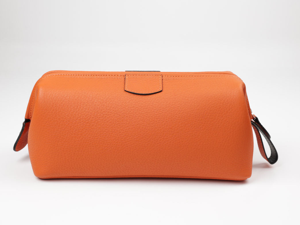 Kulturtasche mit Bügel - L - flach - orange