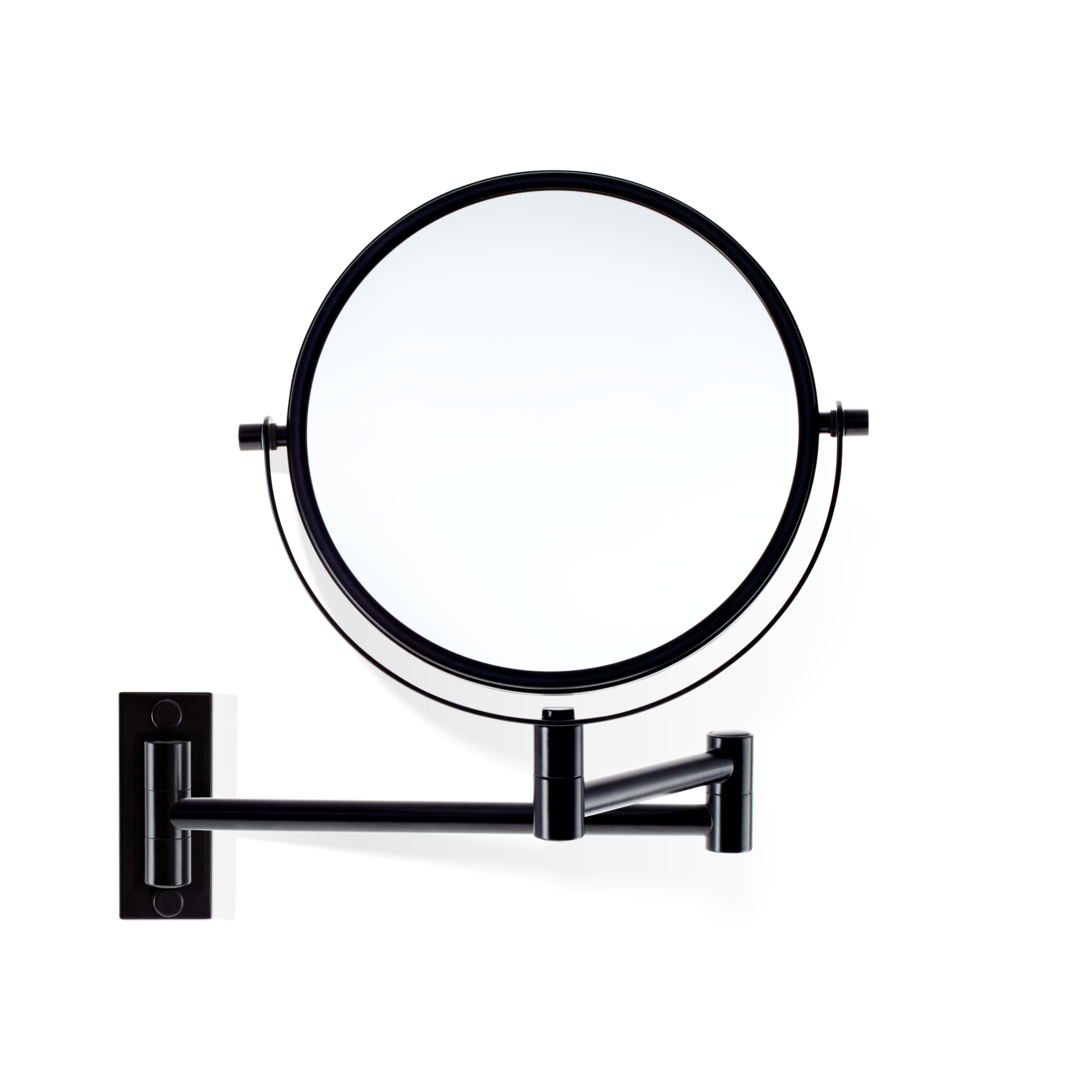 Decor Walther Wandkosmetikspiegel SPT 33 Schwarz Matt - Eleganter 2-armiger Schminkspiegel, schwenkbar und kippbar, mit 5-fach / 1-fach Vergrößerung. Flexibler Badspiegel mit verstellbarem Spiegelkopf für präzises Styling und anspruchsvolle Badezimmereinrichtung. Hochwertiger mattschwarzer Kosmetikspiegel zur Wandmontage vom Designhersteller.