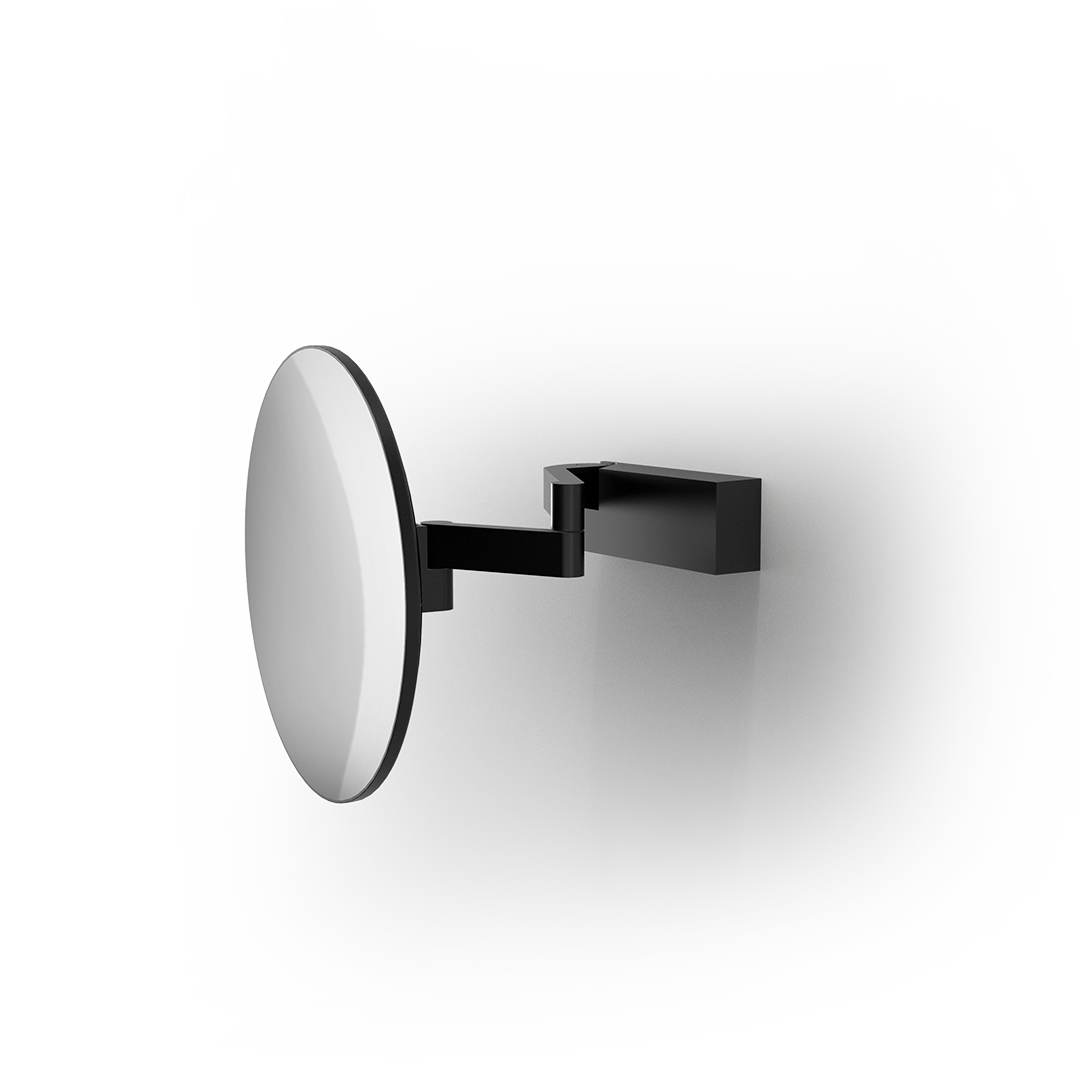 Beleuchteter Kosmetikspiegel Badezimmer schwarz matt 5x Vergrößerung 360° Schwenkarm Wandspiegel Rasierspiegel Badspiegel Schminkspiegel Decor Walther Luxus Direktanschluss