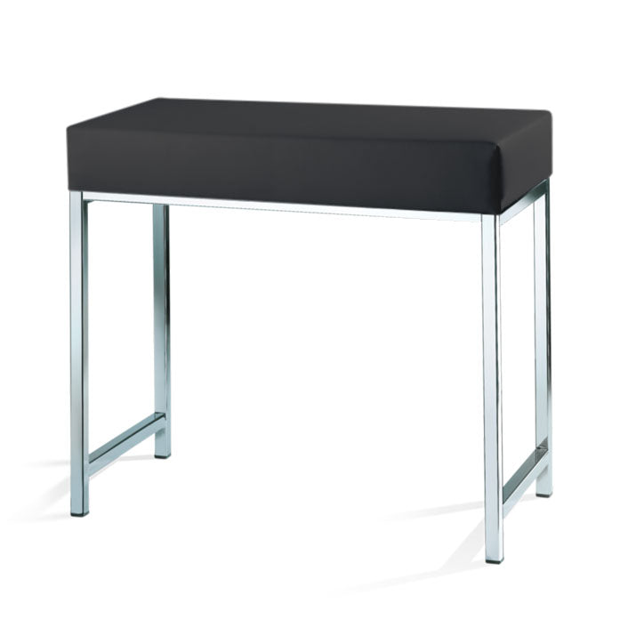 Elegante Sitzbank DW66 von Decor Walther mit schwarzem Kunstledersitz und stabilem Chromgestell – zeitloses Design trifft auf höchsten Komfort für Bad oder Schlafzimmer.