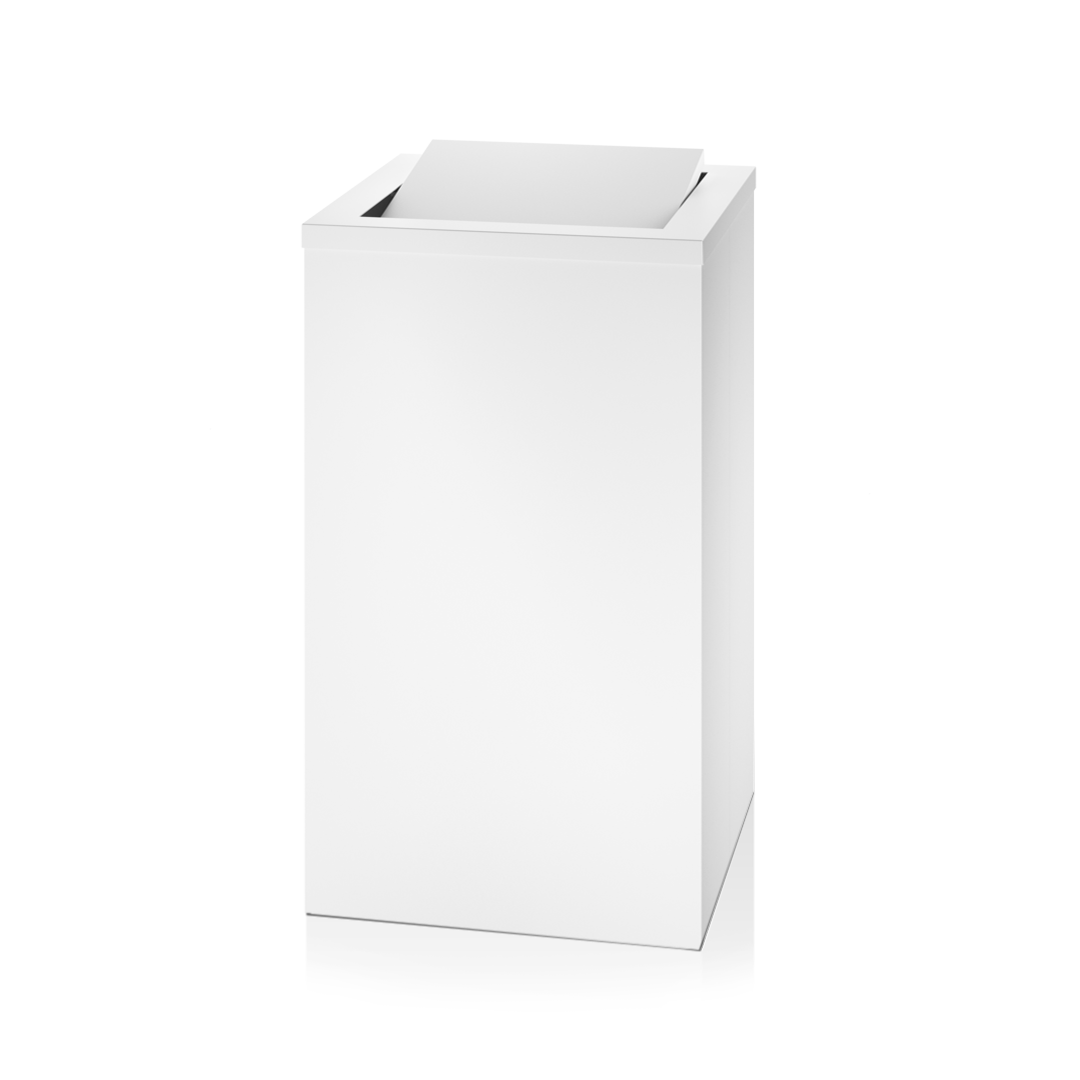 Stilvoller eckiger Wäschekorb mit praktischem Schwingdeckel von Decor Walther in mattem Weiß - großzügiger Wäschebehälter mit hochwertiger Verarbeitung für langlebige Wäscheorganisation im Badezimmer