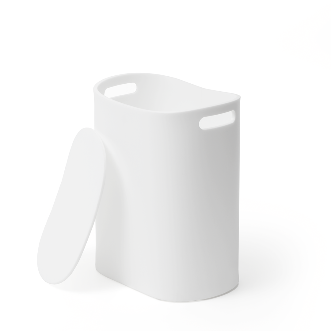 Formschöner Badhocker ALL IN von Decor Walther in zeitlosem Acryl Weiß - praktischer Wäschesammler mit gepolsterter Sitzfläche und seitlichen Eingriffen für platzsparende Wäscheaufbewahrung im Bad, Schlafraum oder Ankleidezimmer