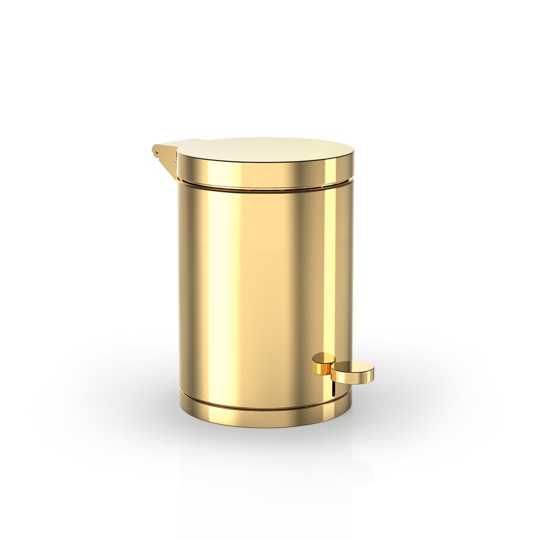 Luxurioeser Pedaleimer TE40 in 24 Karat Gold von Decor-Walther, eleganter Kosmetikeimer mit Softclose und Innenbehaelter fuer Badezimmer.
