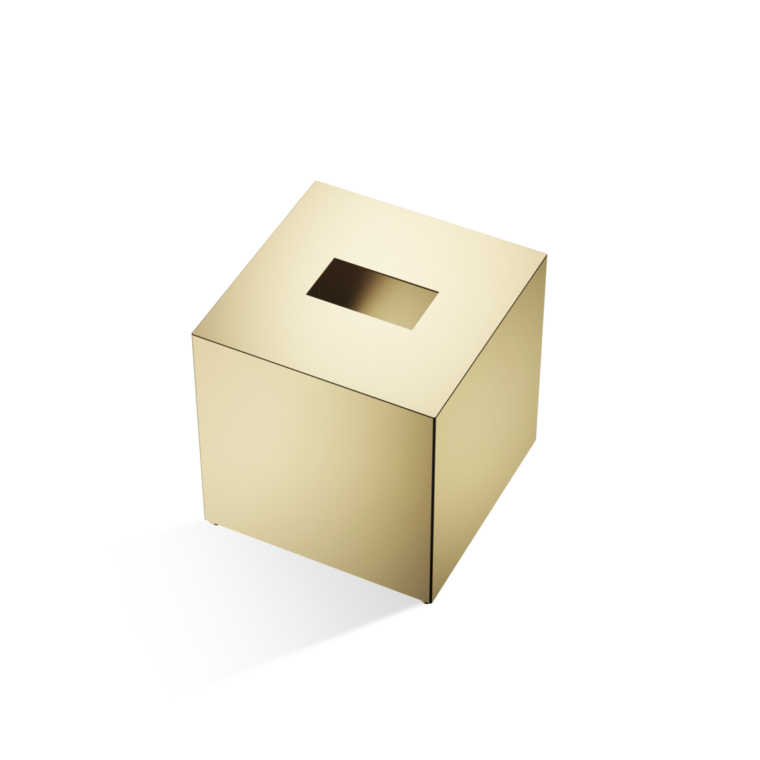 Taschentuchbox quadratisch Gold matt Decor Walther Papiertuchbox Kleenexbox Kosmetiktücherbox Messing solide Qualität edles Design funktionell Oberflächenschutz anspruchsvolles Bad-Accessoire Bad-Organisation Bad-Hygiene kompakt flexibel einfache Befüllung langanhaltende Schönheit