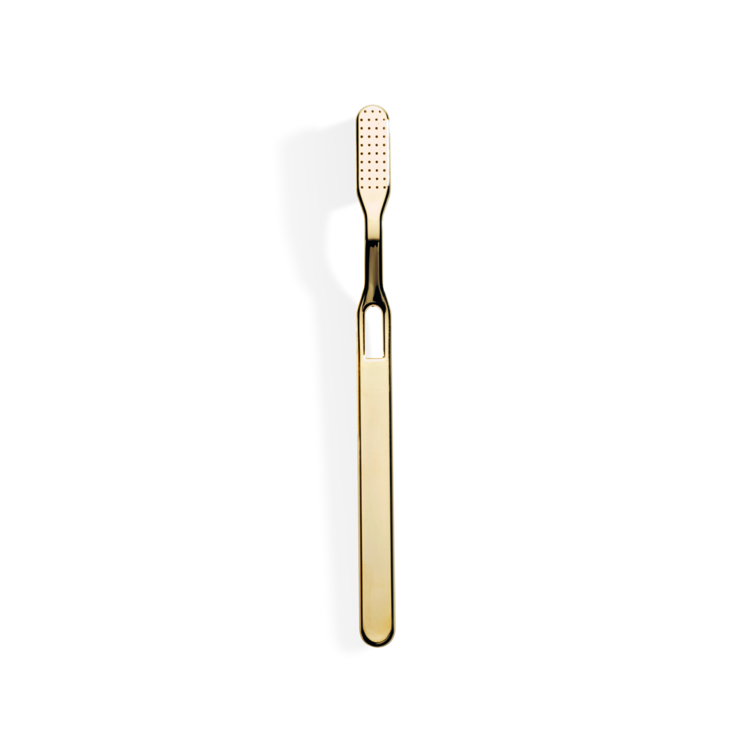 Luxus-Zahnbürste Gold Decor Walther edle Zahnbürste veredeltes Gold-Finish weiche Nylonborsten sanfte gründliche Zahnreinigung Zahnpflege Mundhygiene stilvolles Badezimmer-Accessoire