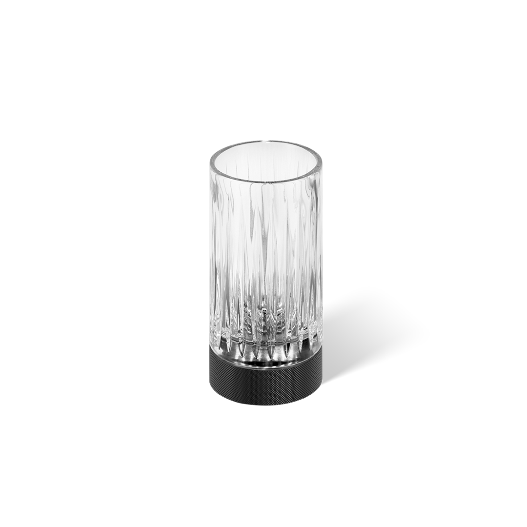 Stilvoller Zahnputzbecher in Schwarz mit geschliffenem Kristallglas, ideal für moderne und elegante Badezimmerdekoration