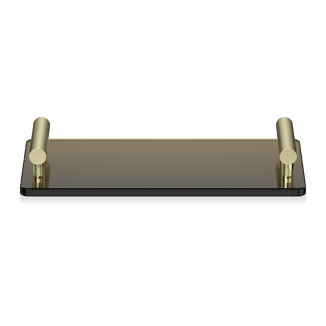 Premium Utensilien-Tablett von Decor Walther in Gold matt 24 Karat mit Parsolglas, ideal für luxuriöse Badezimmer, verbindet Design mit Funktionalität.