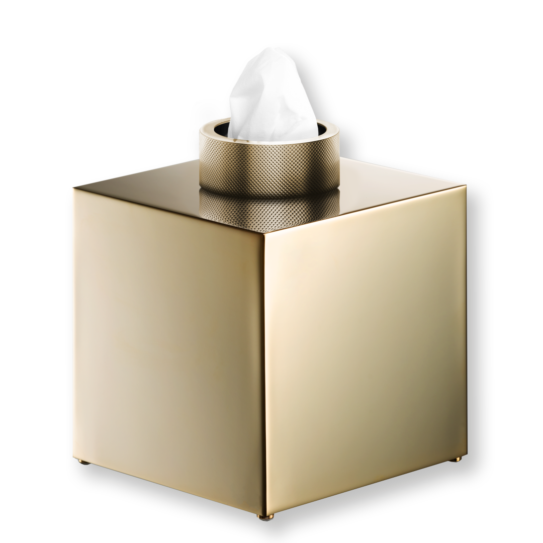 Luxuriöse Kosmetiktuchbox in 24 Karat Goldoptik, perfekt für elegante Badezimmer, aus der exklusiven club-kb Serie von Decor Walther, erhältlich bei DasFeineBad.